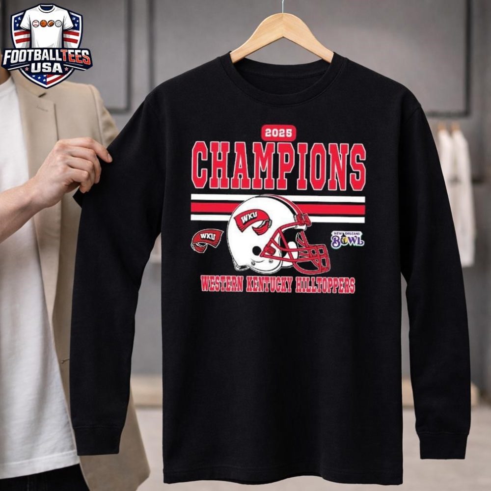 Celebrates 2025 New Orleans Bowl Champions Western Kentucky Hilltoppers Football Champions 2025 New Orleans Bowl Helmet Unisex Shirt - Image 4