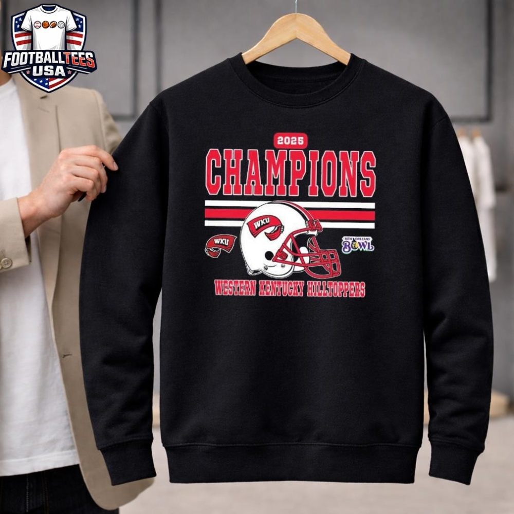 Celebrates 2025 New Orleans Bowl Champions Western Kentucky Hilltoppers Football Champions 2025 New Orleans Bowl Helmet Unisex Shirt - Image 2