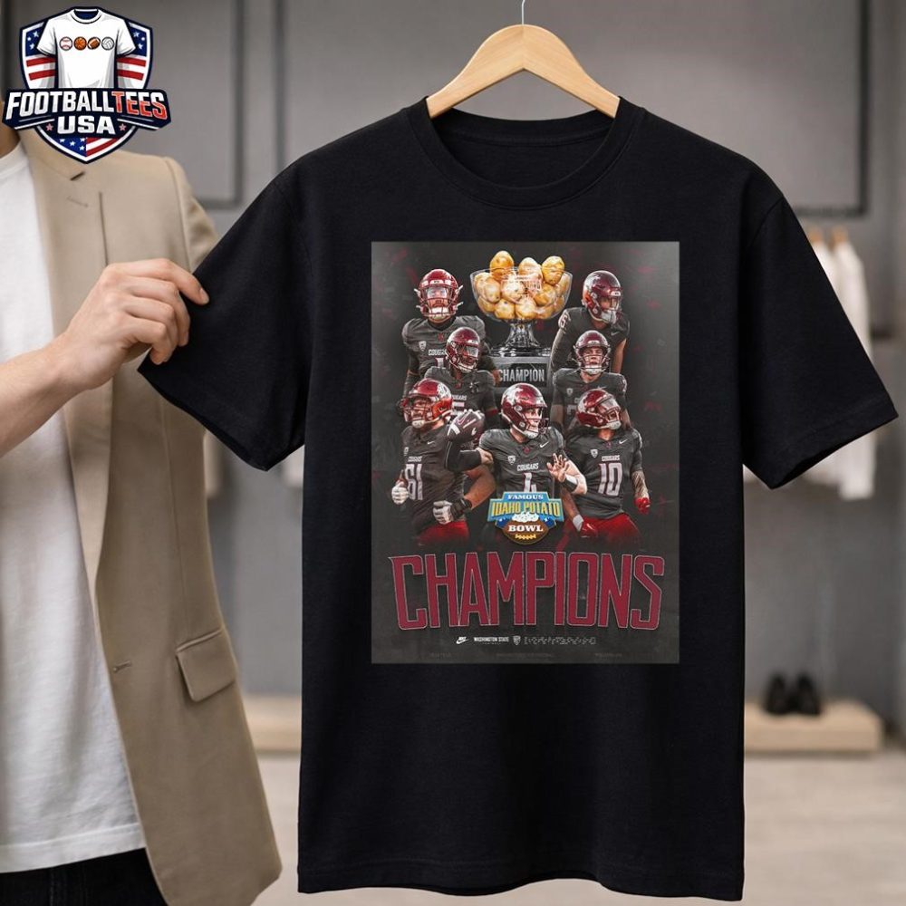 Celebrates Washington State Cougars Champions Famous Idaho Potato Bowl 2025 Unisex Shirt