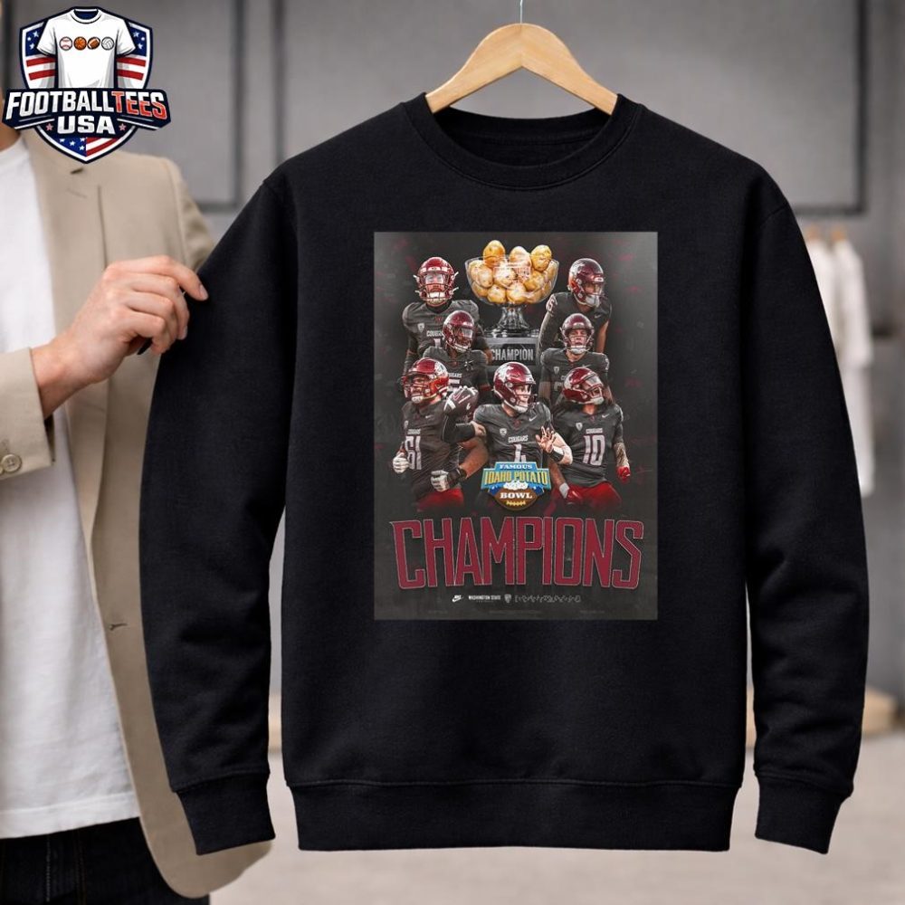 Celebrates Washington State Cougars Champions Famous Idaho Potato Bowl 2025 Unisex Shirt - Image 2