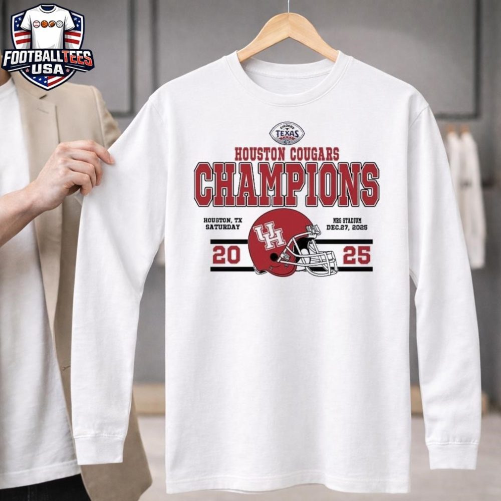 Champions Houston Cougars Football Named To Champions 2025 Kinder'S Texas Bowl Helmet Unisex Shirt - Image 3