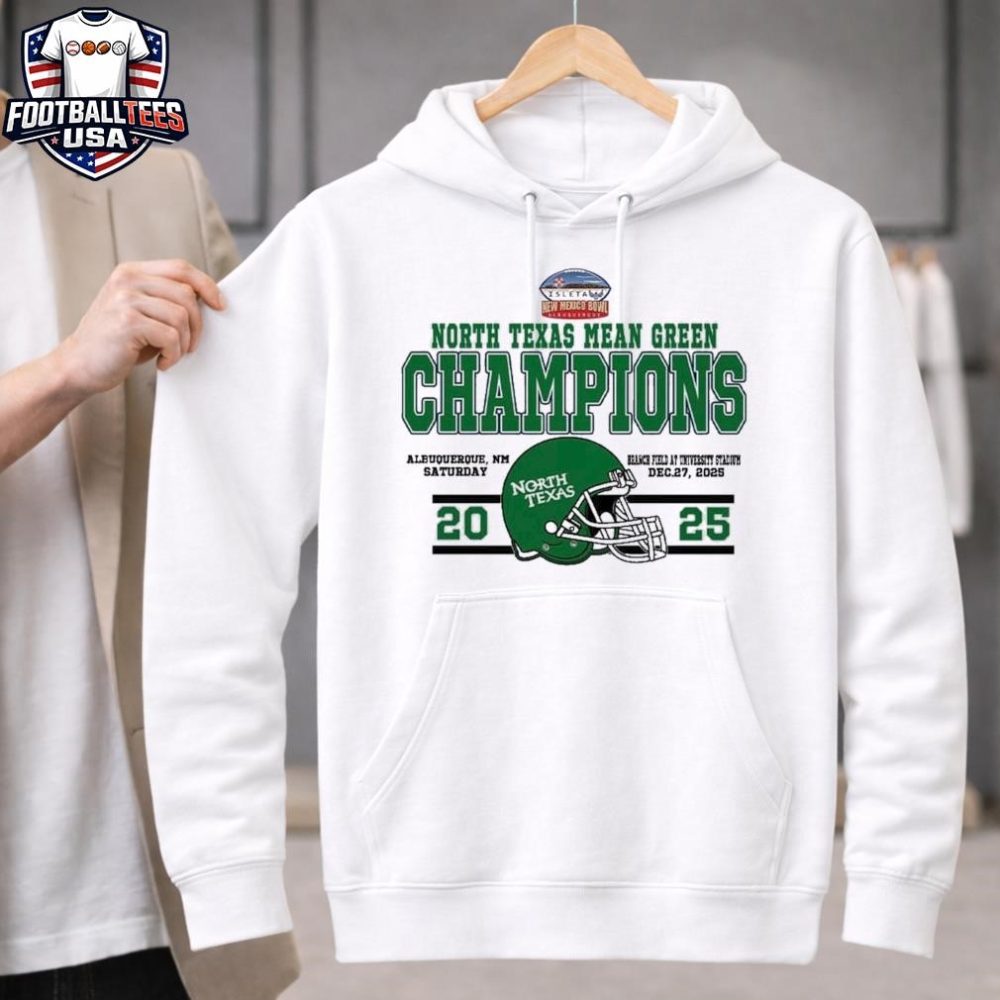 Champions North Texas Mean Green Football Named To Champions 2025 Isleta New Mexico Bowl Helmet Unisex Shirt - Image 2