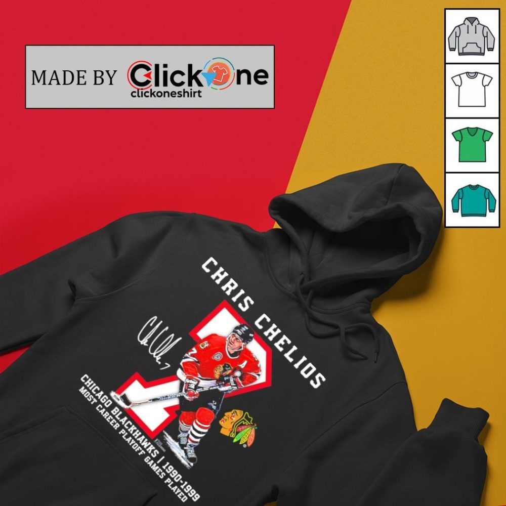 Chris Chelios Chicago Blackhawks 1990 1999 Most Career Playoff Games Played Shirt - Image 2