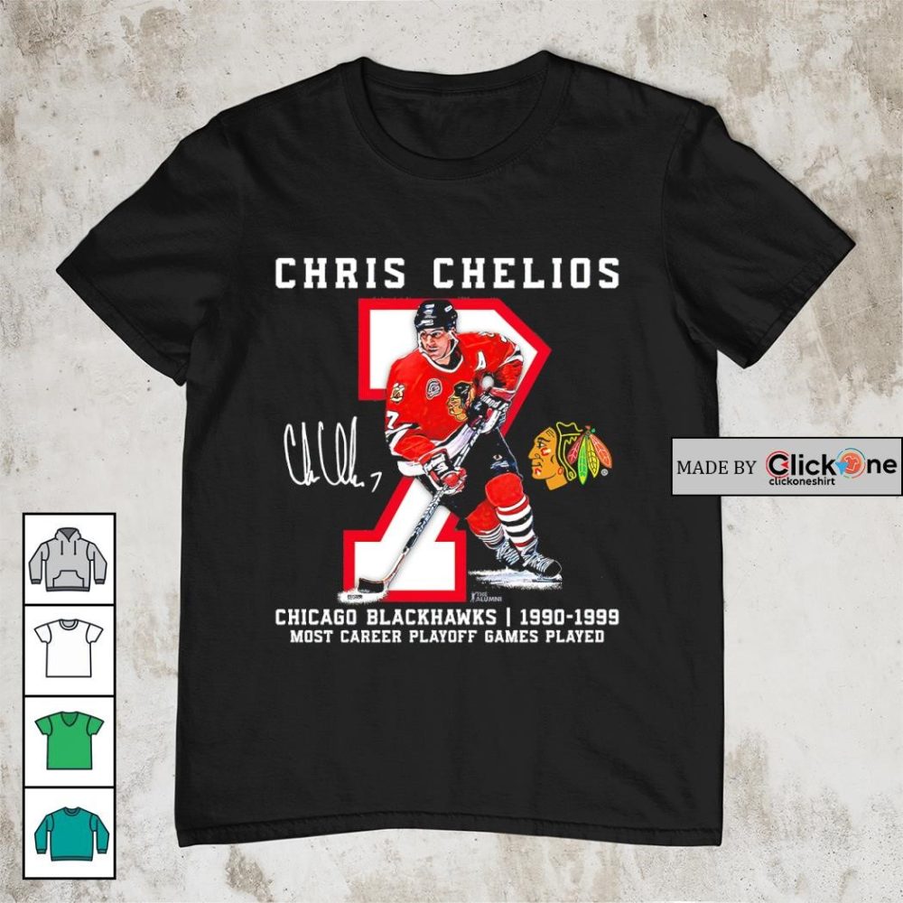 Chris Chelios Chicago Blackhawks 1990 1999 Most Career Playoff Games Played Shirt