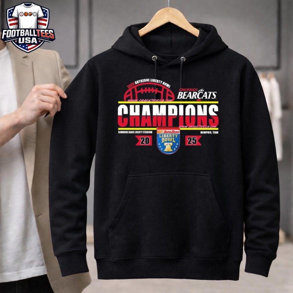 Cincinnati Bearcats 2026 Autozone Liberty Bowl Champions Locker Room Unisex Shirt - Image 3