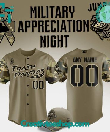 Rocket City Trash Pandas Military Appreciation Night 2025 Camo Baseball Jersey