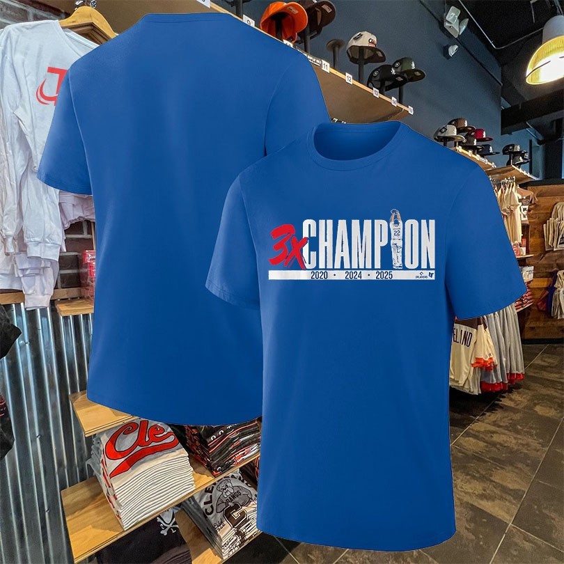 Clayton Kershaw 3X Three-Time Champion 2020 2024 2025 T-Shirts - Image 3