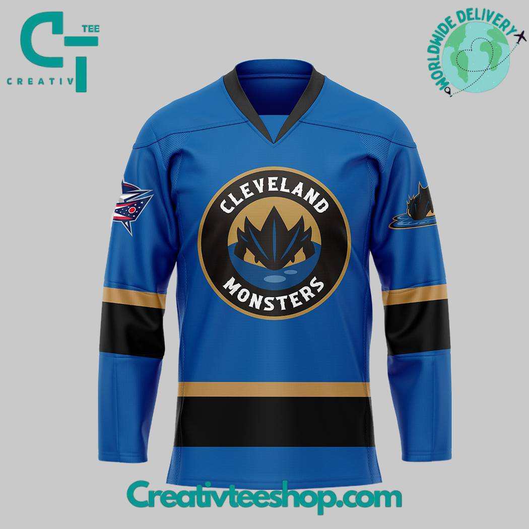 Cleveland Monsters Personalized Blue Hockey Jersey - Image 2