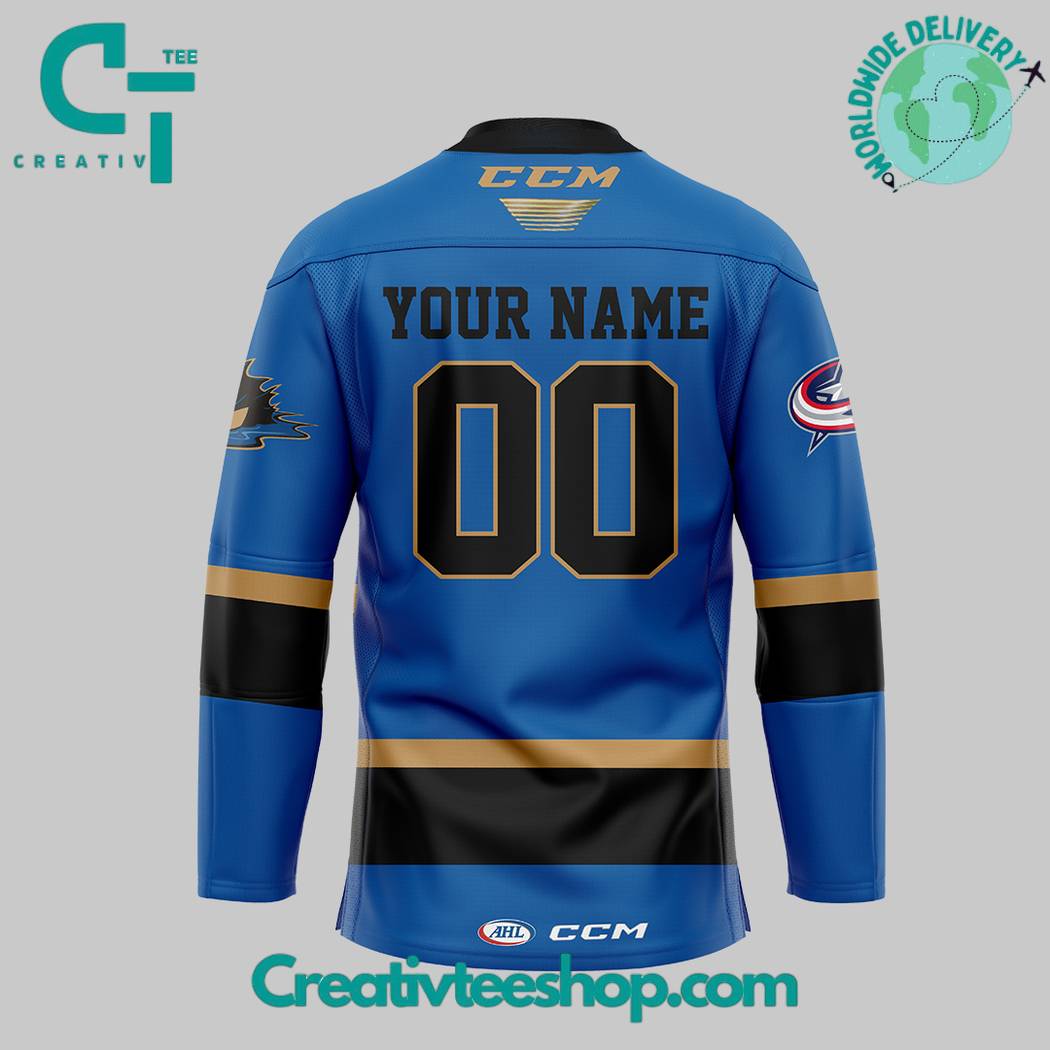 Cleveland Monsters Personalized Blue Hockey Jersey - Image 3