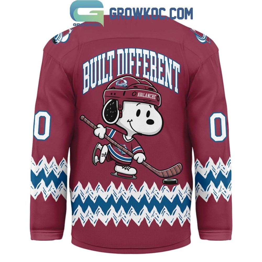 Colorado Avalanche Snoopy Peanuts Built Different Hockey Jersey - Image 3