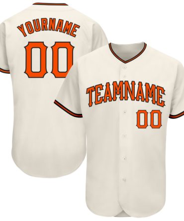 Custom Cream Orange-Black Authentic Baseball Jersey