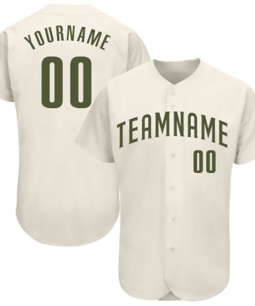 Custom Cream Olive Authentic Baseball Jersey