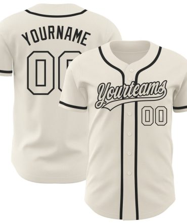 Custom Cream Cream-Black Authentic Baseball Jersey