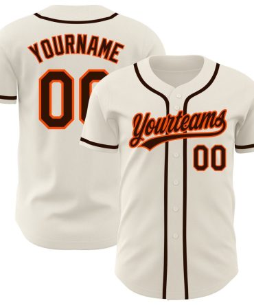 Custom Cream Brown-Orange Authentic Baseball Jersey