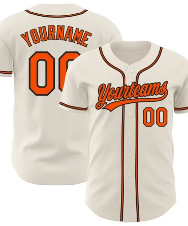 Custom Cream Orange-Black Authentic Baseball Jersey