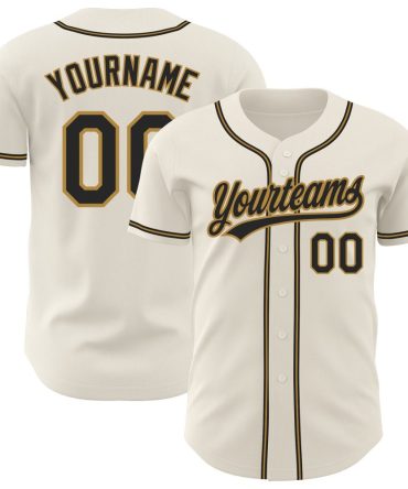 Custom Cream Black-Old Gold Authentic Baseball Jersey