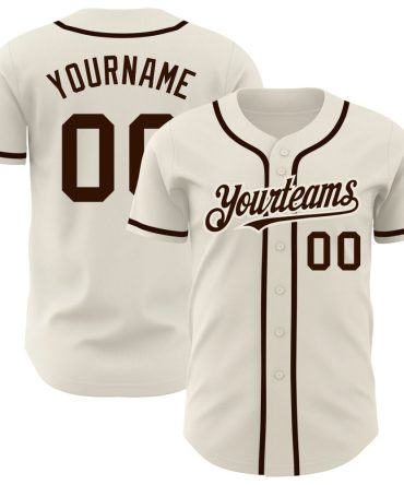 Custom Cream Brown Authentic Baseball Jersey