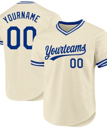 Custom Cream Royal-White Authentic Throwback Baseball Jersey