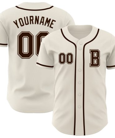 Custom Cream Brown Authentic Baseball Jersey