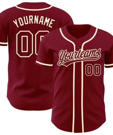 Custom Crimson Crimson-Cream Authentic Baseball Jersey