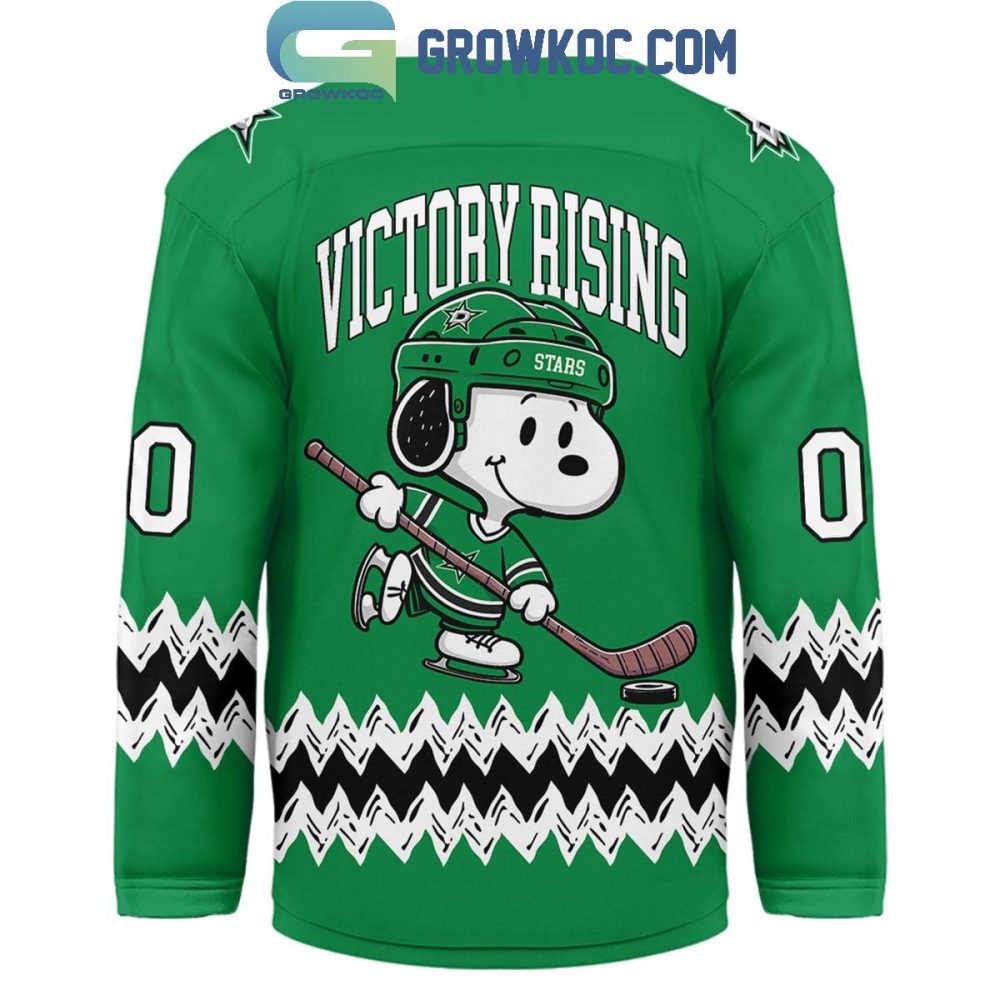 Dallas Stars Snoopy Peanuts Victory Rising Hockey Jersey - Image 3