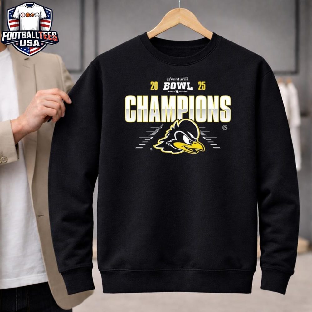 Delaware Fightin' Blue Hens Are 68 Ventures Bowl 2025 Champions Ncaa Football Logo Unisex Shirt - Image 2