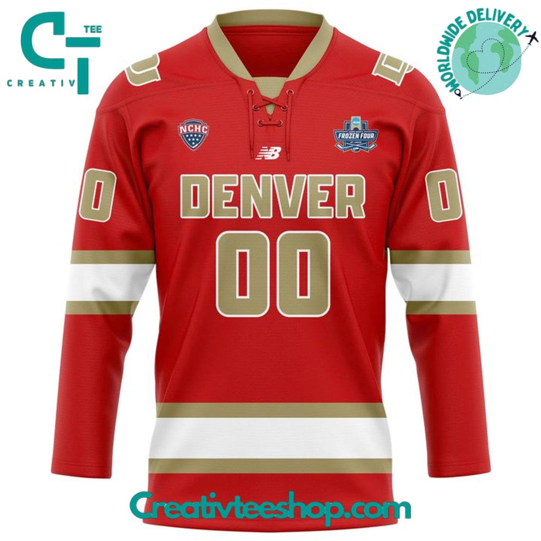 Denver Pioneers Frozen Four Uniform Personalized Hockey Jersey - Image 2