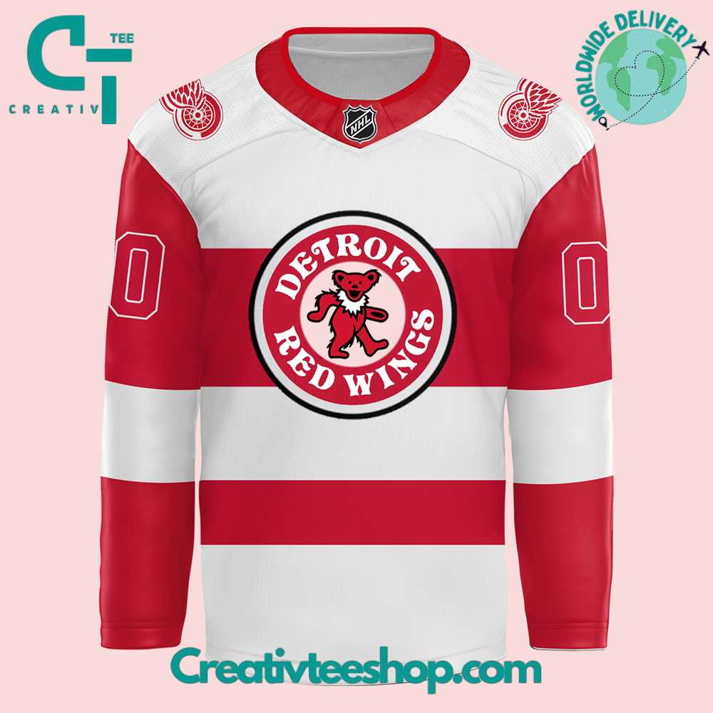 Detroit Red Wings Grateful Dead Night Hockey Jersey - Image 2