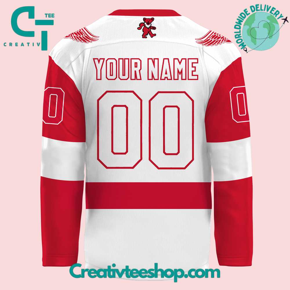Detroit Red Wings Grateful Dead Night Hockey Jersey - Image 3