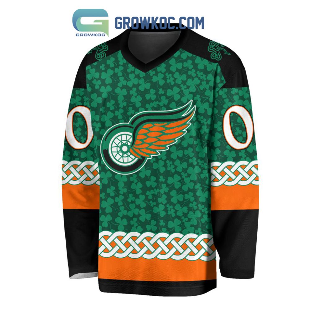 Detroit Red Wings St.Patrick'S Day Personalized Long Sleeve Hockey Jersey - Image 2