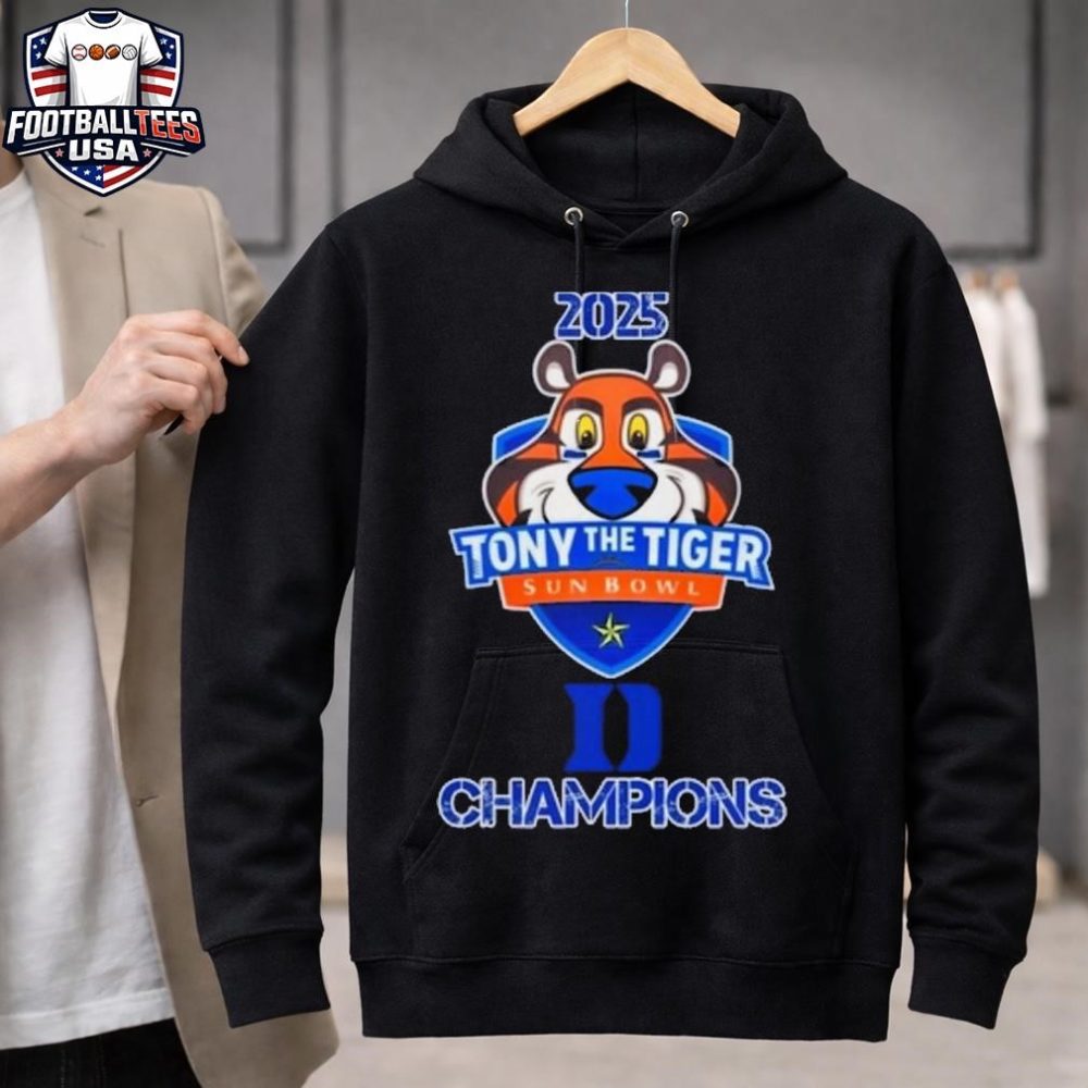 Duke Blue Devils Logo 2025 Tony The Tiger Sun Bowl Champions Unisex Shirt - Image 3