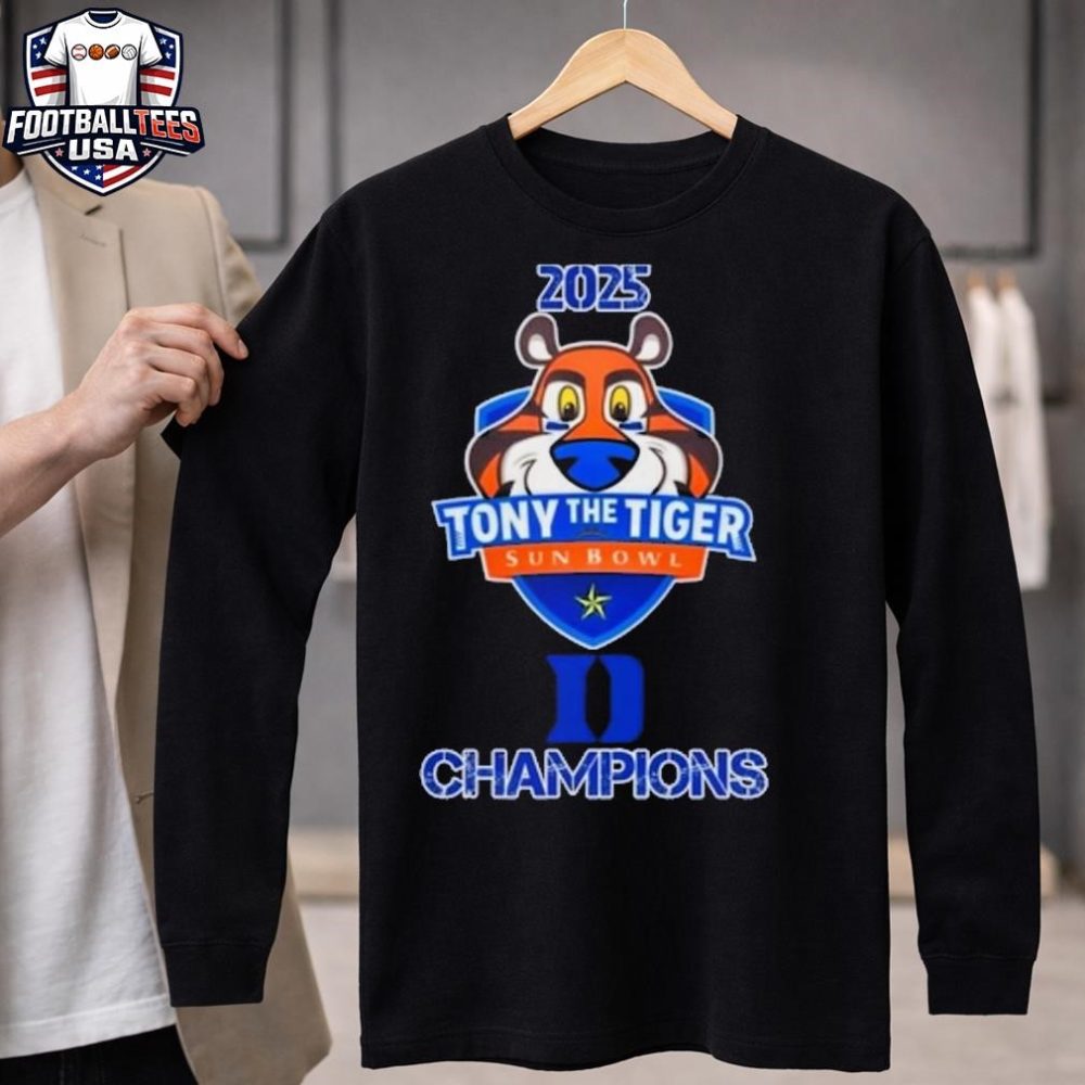 Duke Blue Devils Logo 2025 Tony The Tiger Sun Bowl Champions Unisex Shirt - Image 4