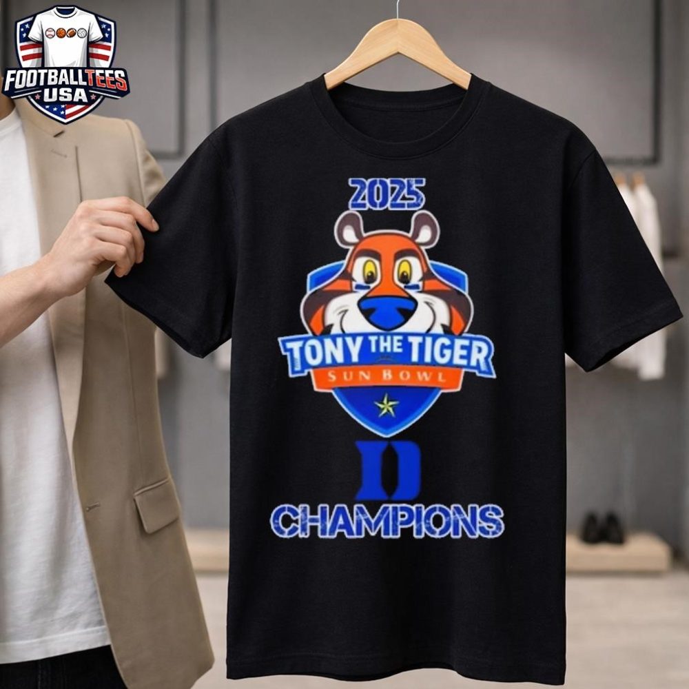 Duke Blue Devils Logo 2025 Tony The Tiger Sun Bowl Champions Unisex Shirt