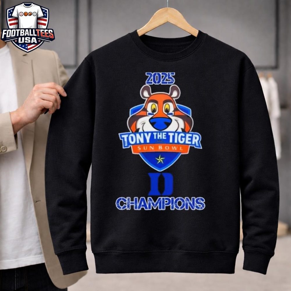 Duke Blue Devils Logo 2025 Tony The Tiger Sun Bowl Champions Unisex Shirt - Image 2