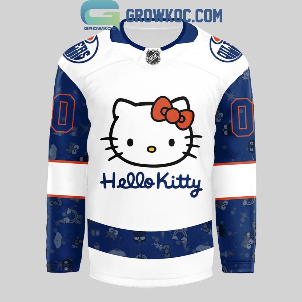 Edmonton Oilers Hello Kitty 50Th Anniversary 2024 Personalized Hockey Jersey - Image 2