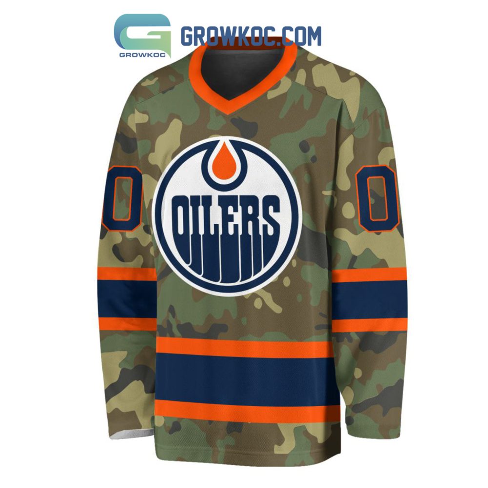 Edmonton Oilers Special Camo Veteran Design Personalized Hockey Jersey - Image 2