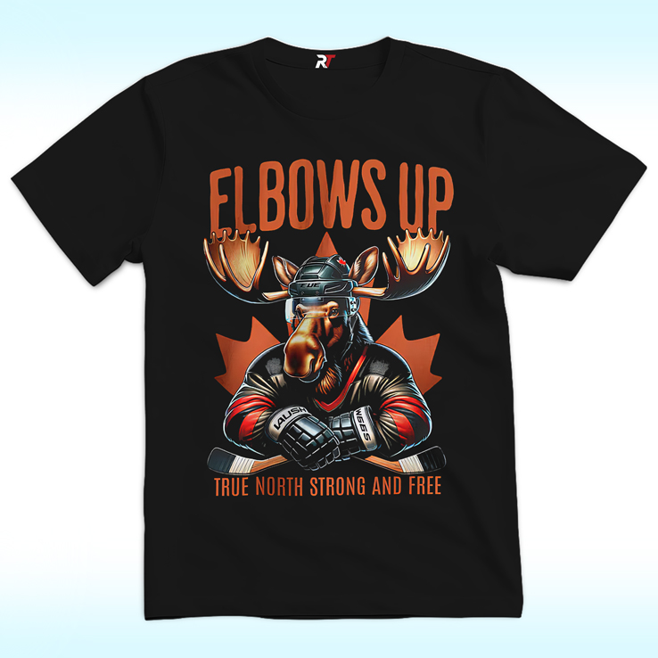 Elbows Up Canada, True North Strong And Free Shirt, Moose Hockey