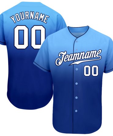 Custom Light Blue White-Royal Authentic Fade Fashion Baseball Jersey
