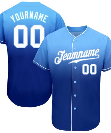 Custom Light Blue White-Royal Authentic Fade Fashion Baseball Jersey