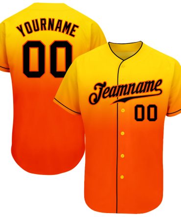 Custom Yellow Black-Orange Authentic Fade Fashion Baseball Jersey