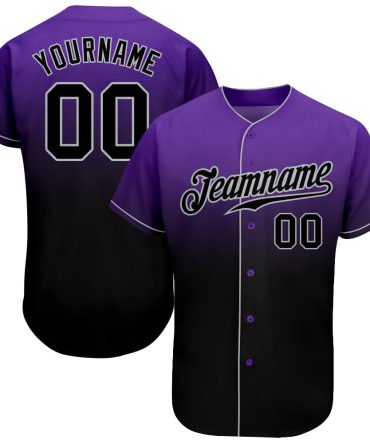 Custom Purple Black-Gray Authentic Fade Fashion Baseball Jersey