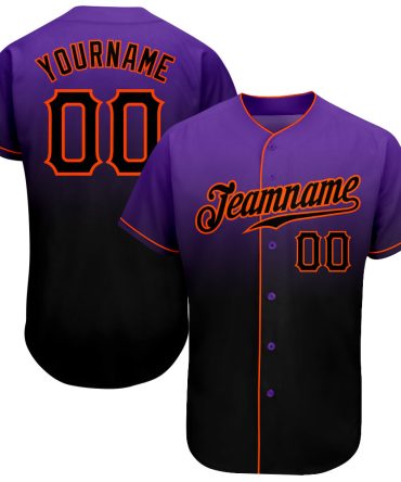 Custom Purple Black-Orange Authentic Fade Fashion Baseball Jersey