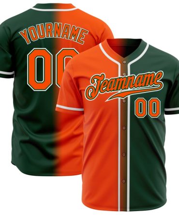 Custom Green Orange-White Authentic Gradient Fashion Baseball Jersey