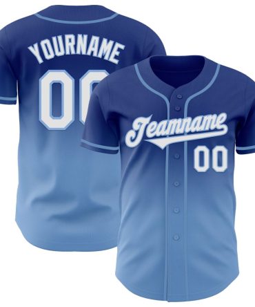 Custom Royal White-Light Blue Authentic Fade Fashion Baseball Jersey
