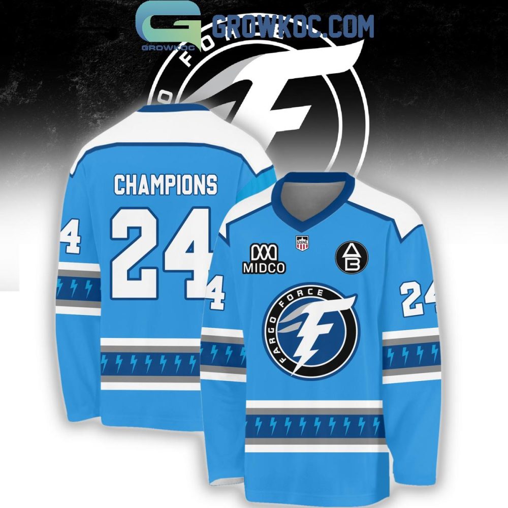 Fargo Force Champions Personalized Hockey Team Player Jersey