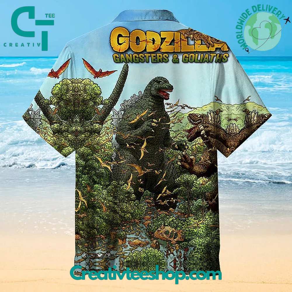 Godzilla Gangsters And Goliaths Hawaiian Shirt - Image 2