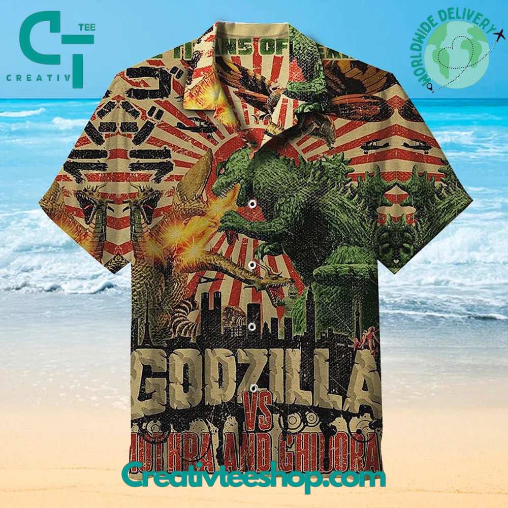 Godzilla Vs Mothra And Ghidorah Hawaiian Shirt