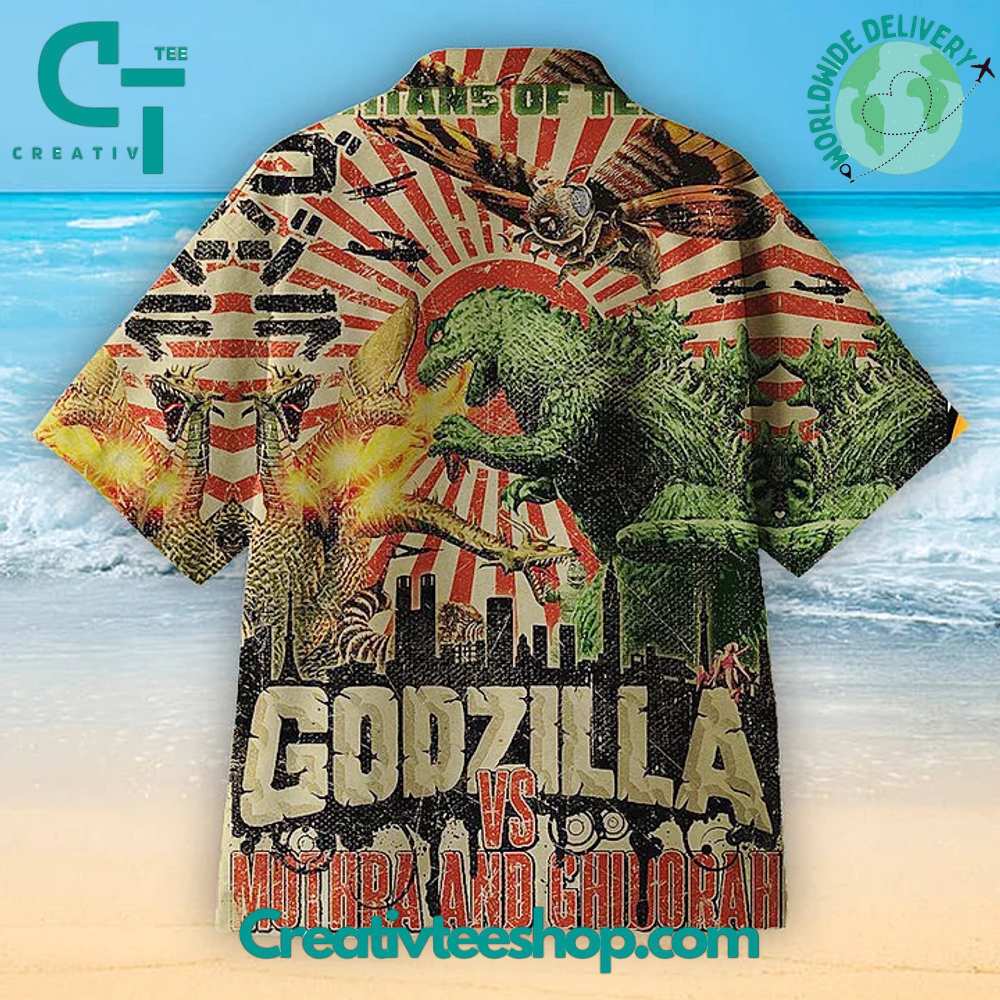 Godzilla Vs Mothra And Ghidorah Hawaiian Shirt - Image 2