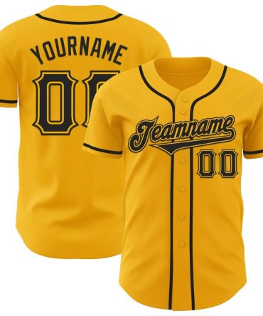 Custom Gold Black Authentic Baseball Jersey