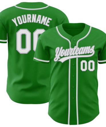 Custom Grass Green White-Gray Authentic Baseball Jersey
